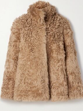 Nour Hammour Carolyn Shearling Jacket in Honey Curly Toscana